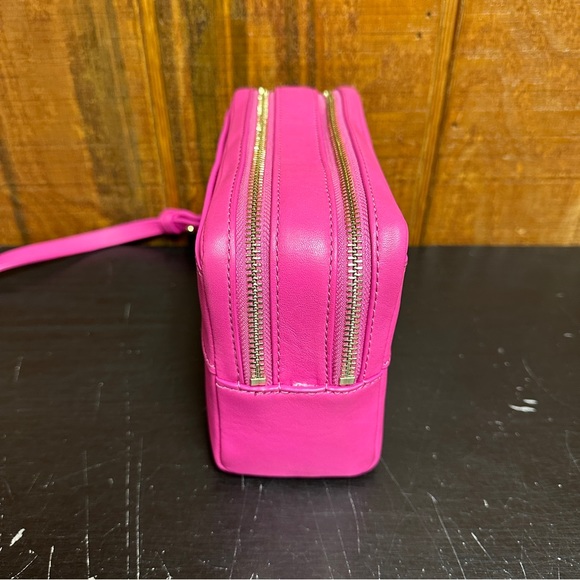 Tory Burch Block T-Double Zip Crossbody - Crazy Pink - Picture 3 of 6